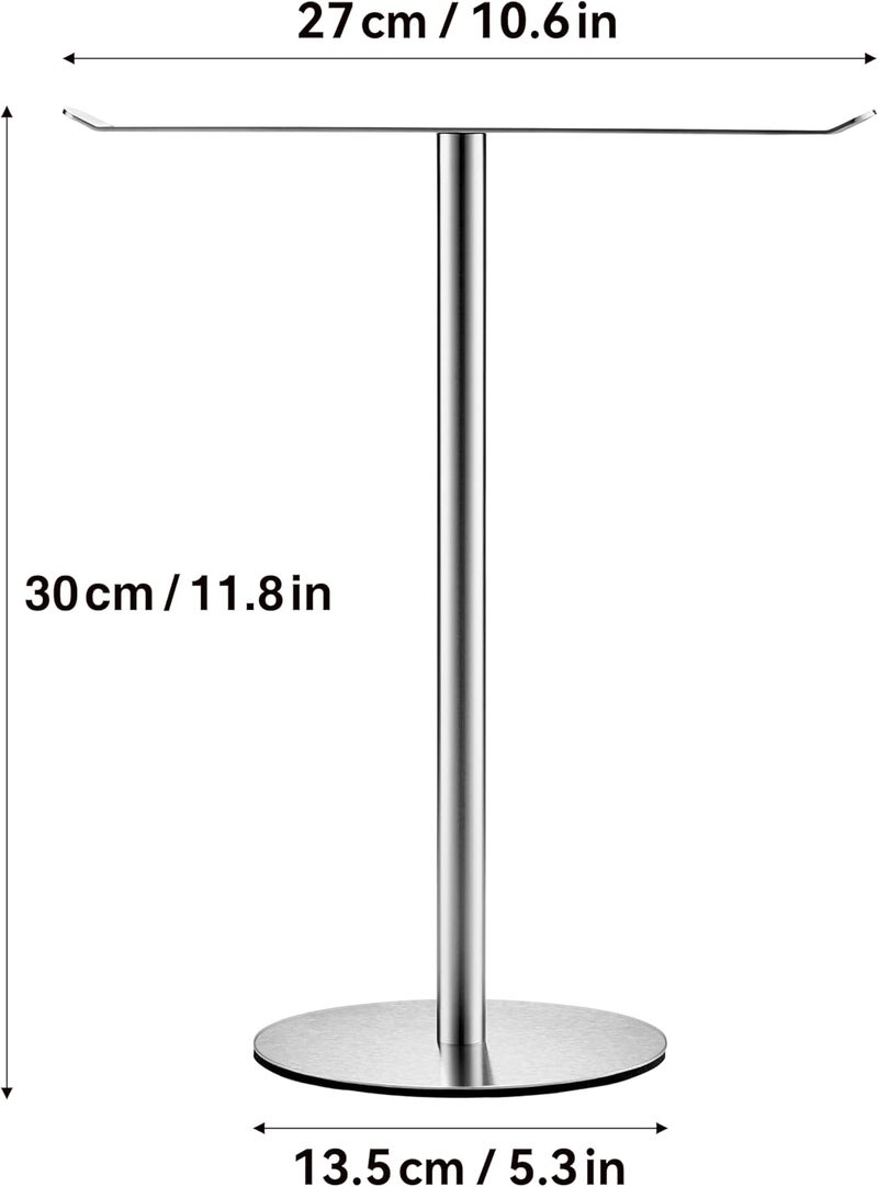Keepmisc Silver Hand Towel Holder Stand – Countertop T-Shaped Stainless Steel Towel Rack with Non-Slip Base for Vanity and Kitchen - Image 5